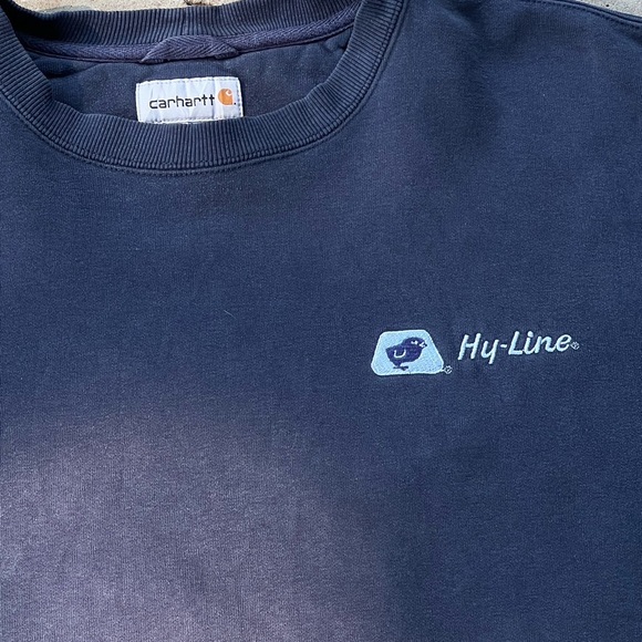 VINTAGE NAVY BLUE CARHARTT CREWNECK 2xl made in Mexico heavy duty work wear - Picture 2 of 4